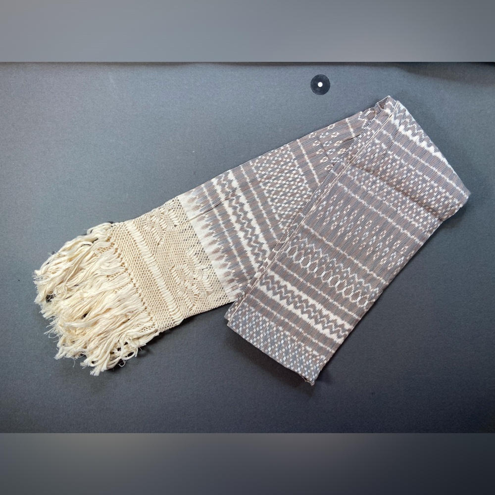 Vintage Handmade Cotton Shawl Scarf Wrap Bed dressing Mexican Rebozo Brown Tones